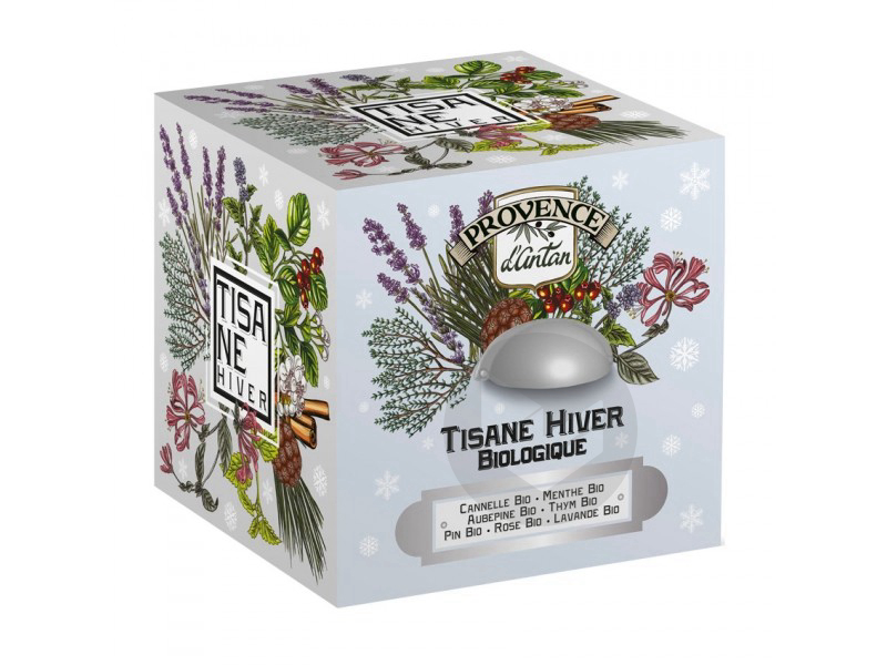 Tisane Hiver - mélange de plantes, cannelle, menth e poivrée Bio - 24 sachets Boîte métal