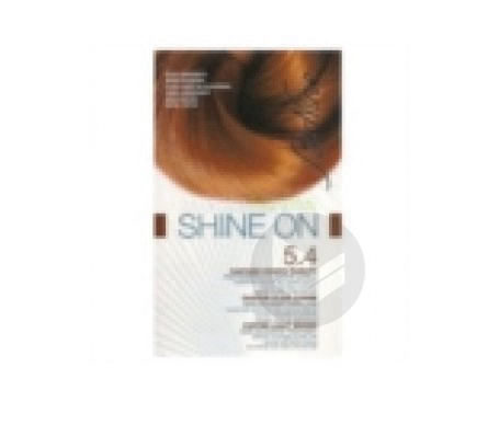 Shine On 5.4 Châtain Clair Cuivré Soin Colorant Capillaire Flacon de 75ml + Tube de 50ml