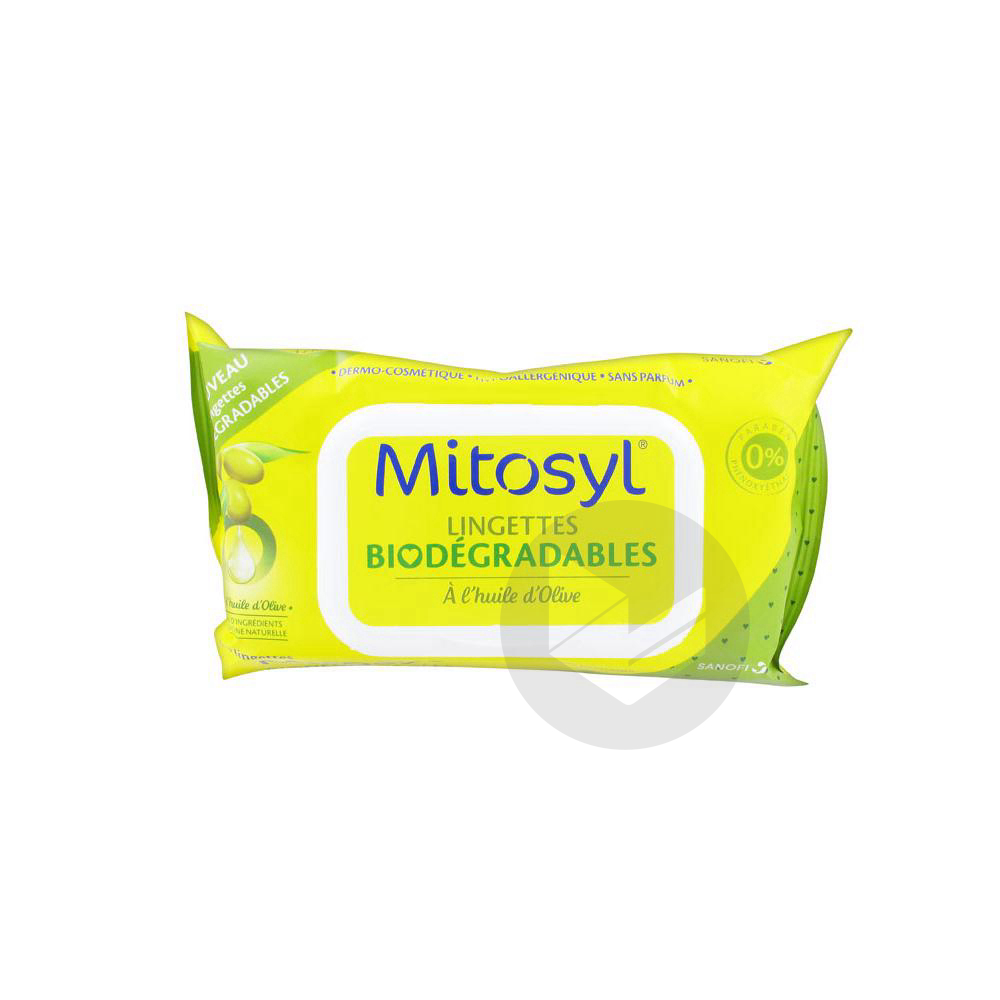 Mitosyl Lingettes Biodégradables à l'Huile d'Olive 70 Lingettes