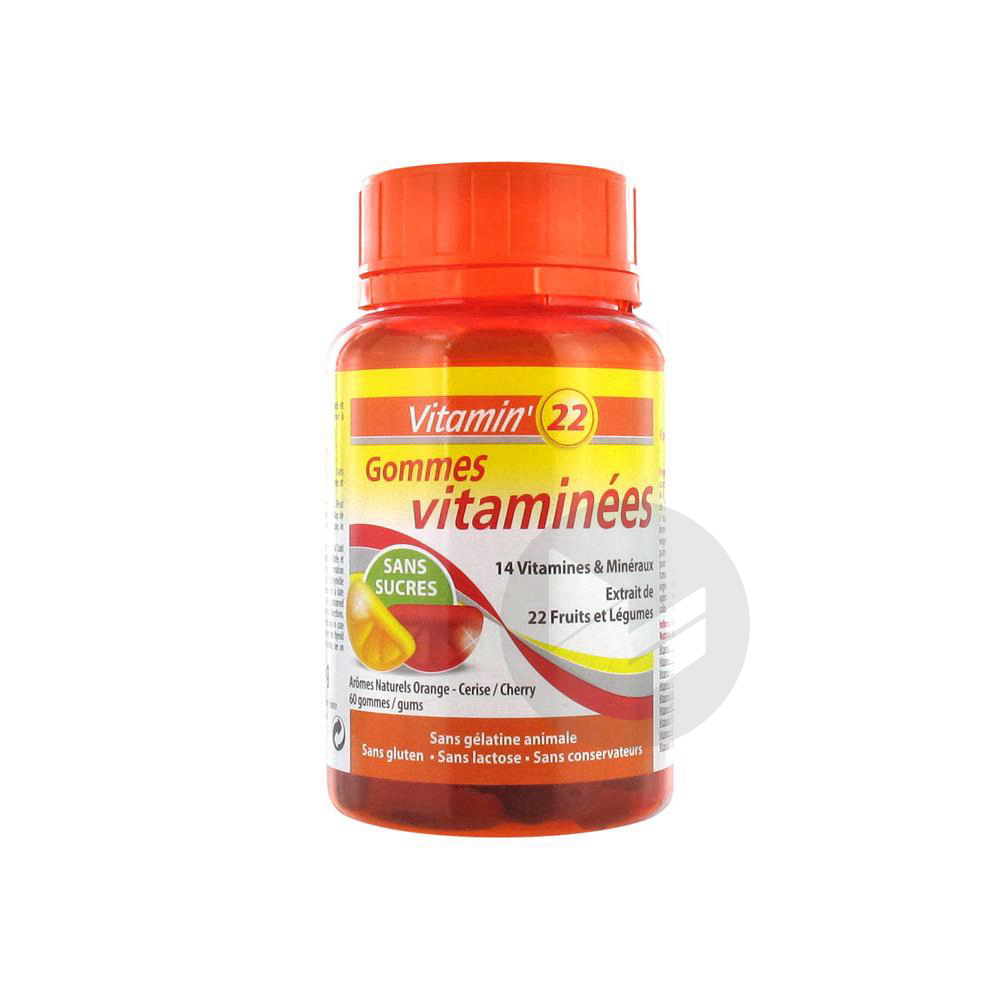 VITAMIN'22 Gomme orange cerise multi-vitamines Pilulier/60