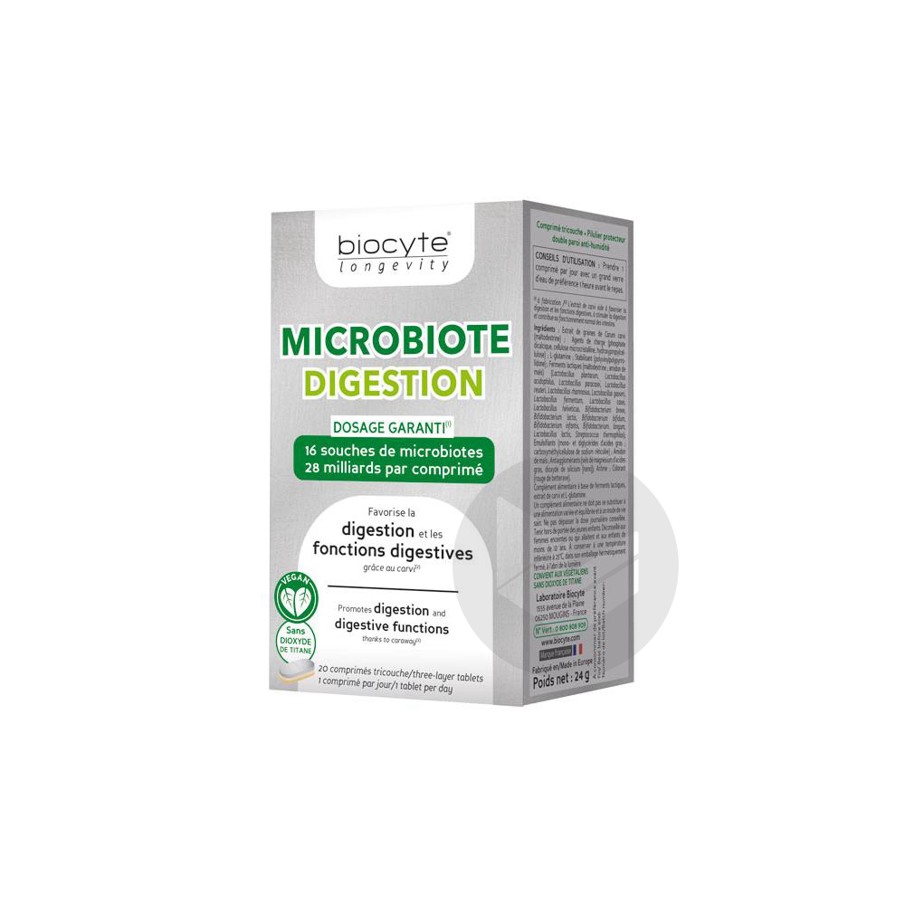 Biocyte Longevity Microbiote Digestion 20 Comprimés