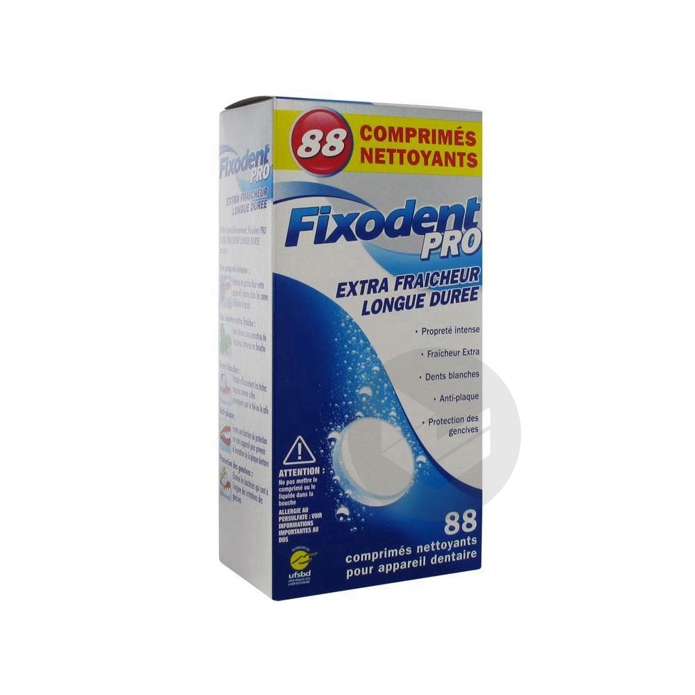 FIXODENT PRO Cpr nettoyant fraîcheur longue durée pour prothèse dentaire B/88