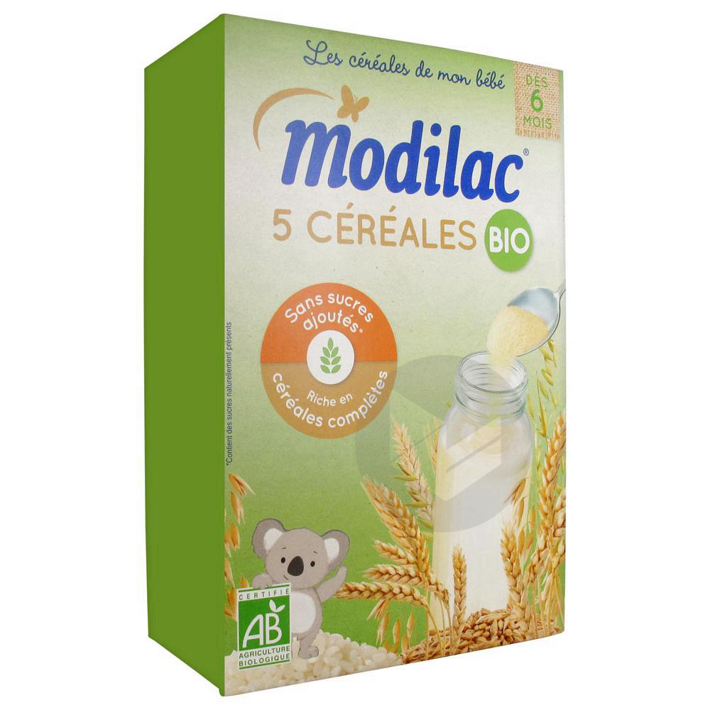 MODILAC CEREALES Farine 5 céréales bio à partir de 6 mois B/230g