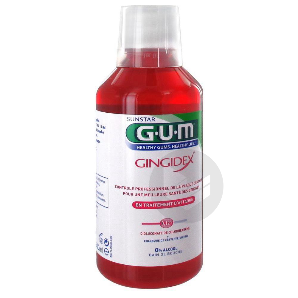 GUM GINGIDEX 0,12% Bain bouche sans alcool Fl/300ml av gobelet doseur