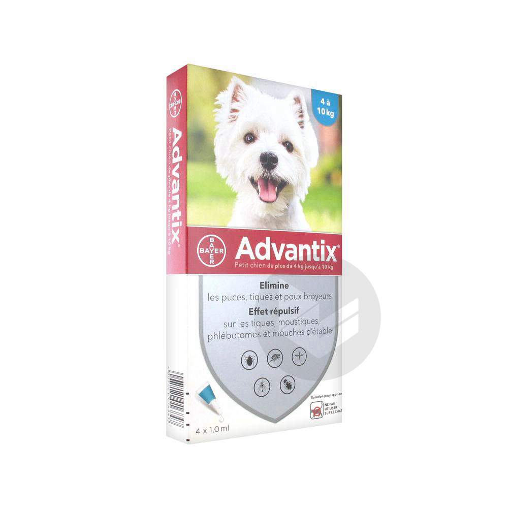ADVANTIX S ext petit chien 4-10kg 4Pipettes/1ml