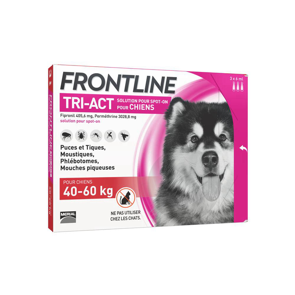 FRONTLINE TRI-ACT Solution pour spot-on chien 40-60kg 3Pipettes/6ml
