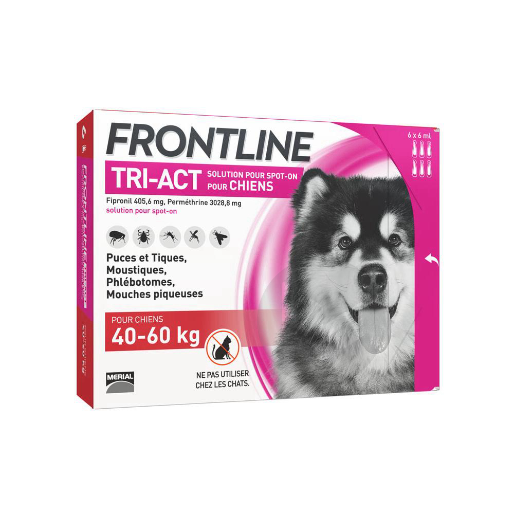 FRONTLINE TRI-ACT Solution pour spot-on chien 40-60kg 6Pipettes/6ml