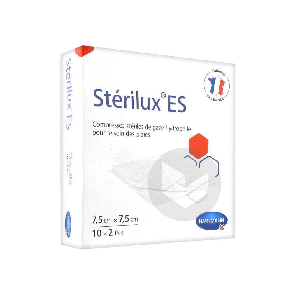 Stérilux ES Compresses de Gaze Stériles 7.5 x 7.5 cm 10 x 2
