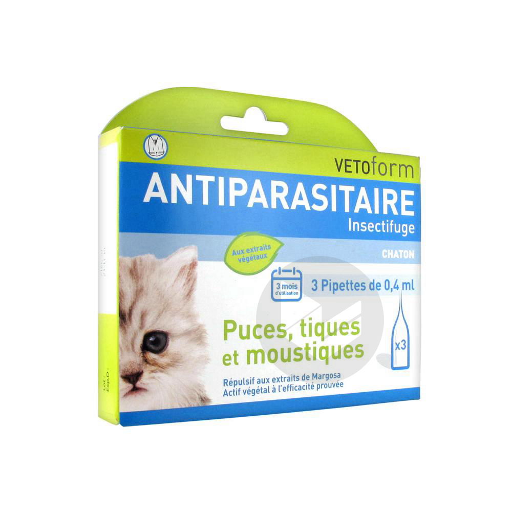 Antiparasitaire Insectifuge Chaton 3 Pipettes