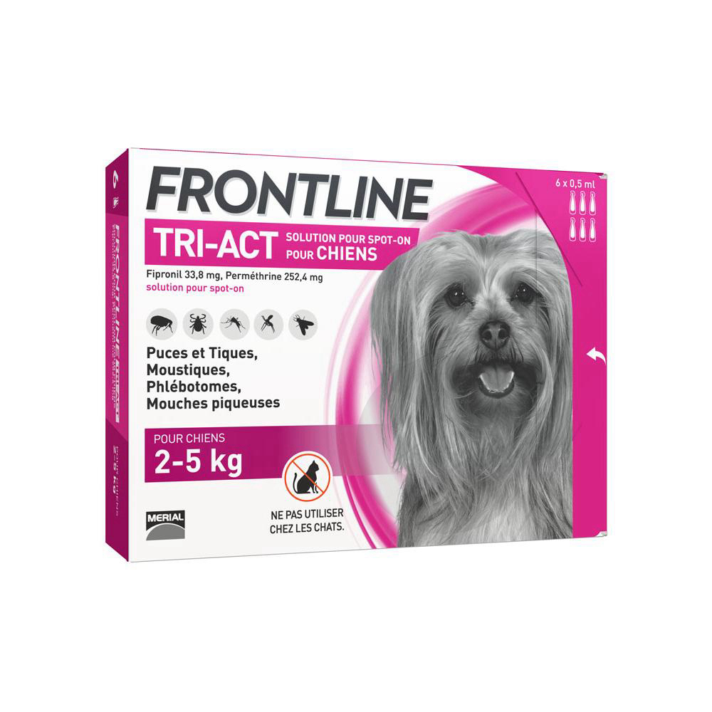 FRONTLINE TRI-ACT Solution pour spot-on chien 2-5kg 6Pipettes/0,50ml