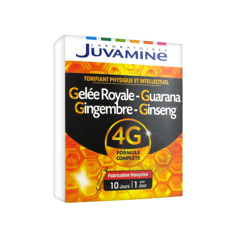 Juvamine Phyto Ginseng Gelée Royale Guarana Gingembre 10 Ampoules