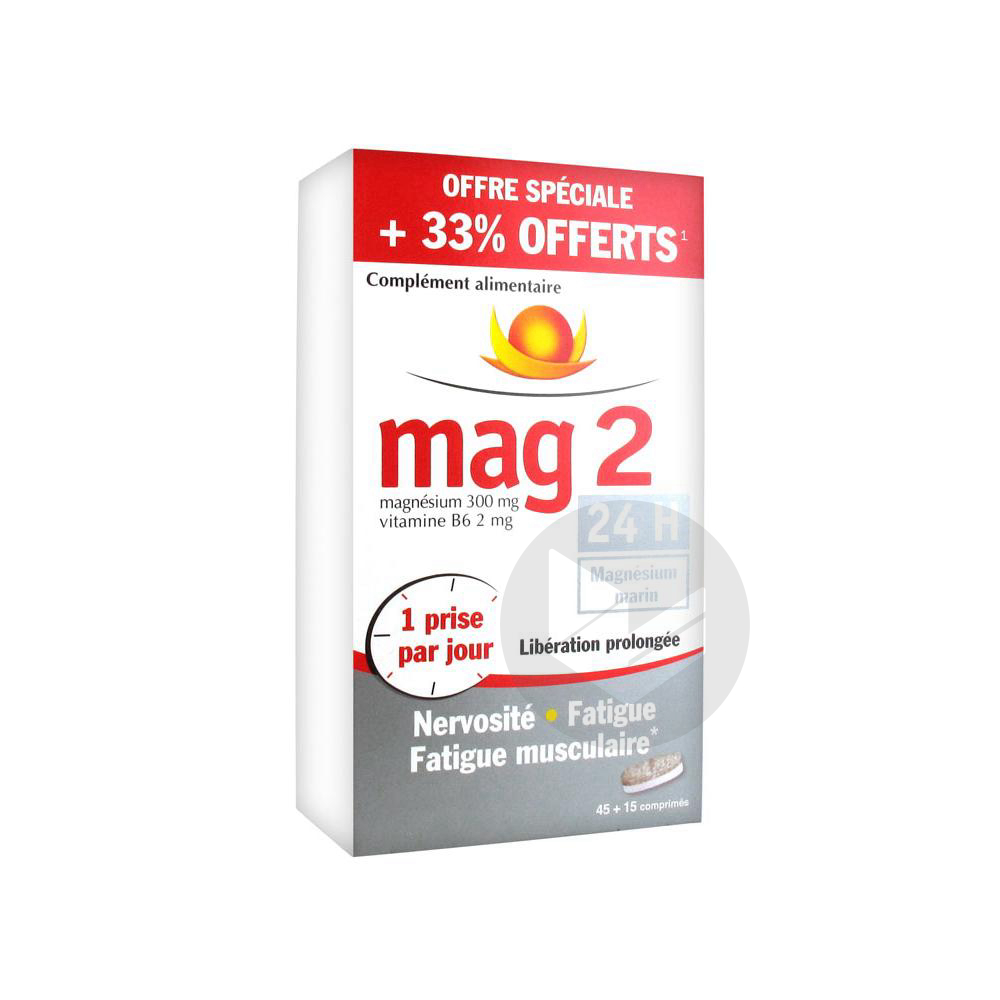 MAG 2 24H Cpr LP nervosité fatigue B/45+33% offert