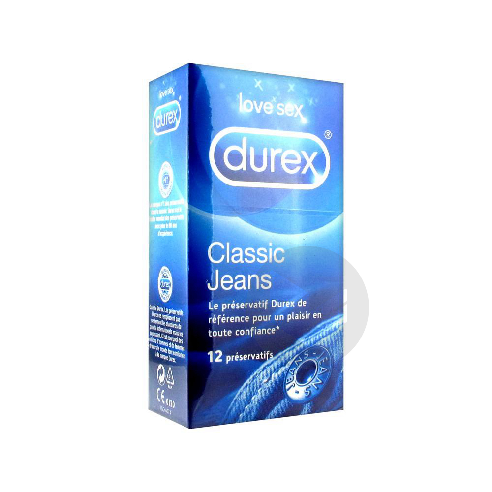 DUREX CLASSIC JEANS Préservatif avec réservoir B/12