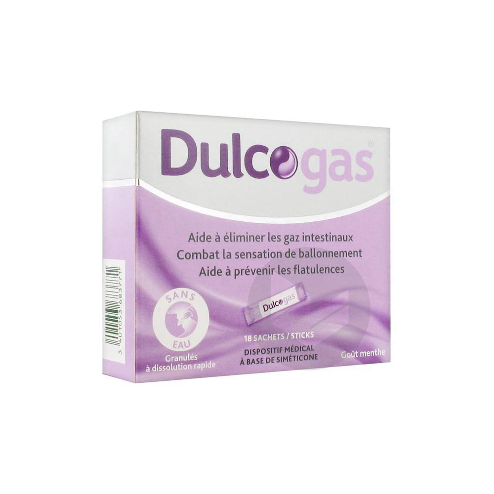 Dulcogas 125 mg menthe 18 sachets