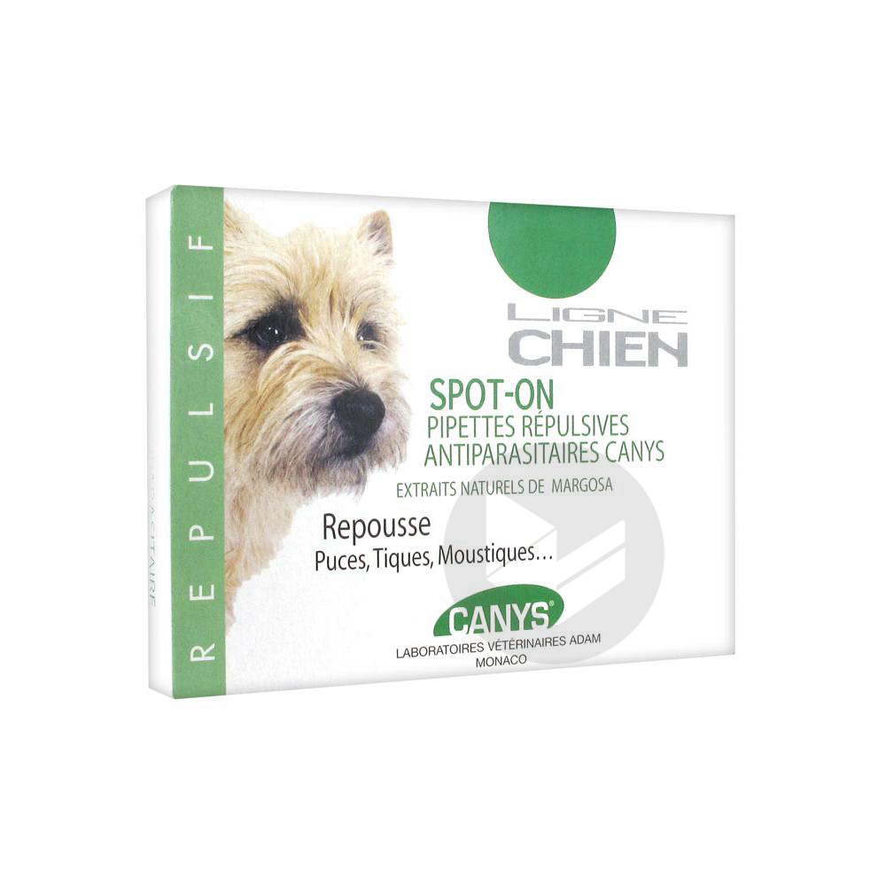Canys Spot-On Pipettes Répulsives Antiparasitaires Chien 3 Pipettes