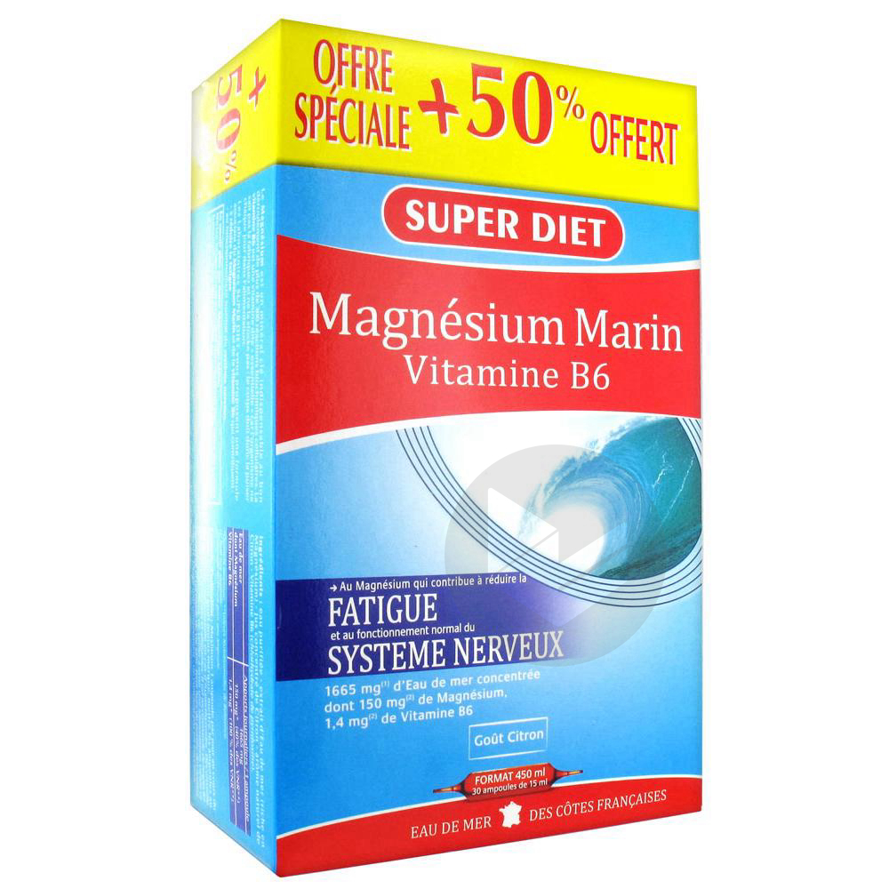 SUPERDIET Magnésium Marin B6 Cpr 30Amp/15ml