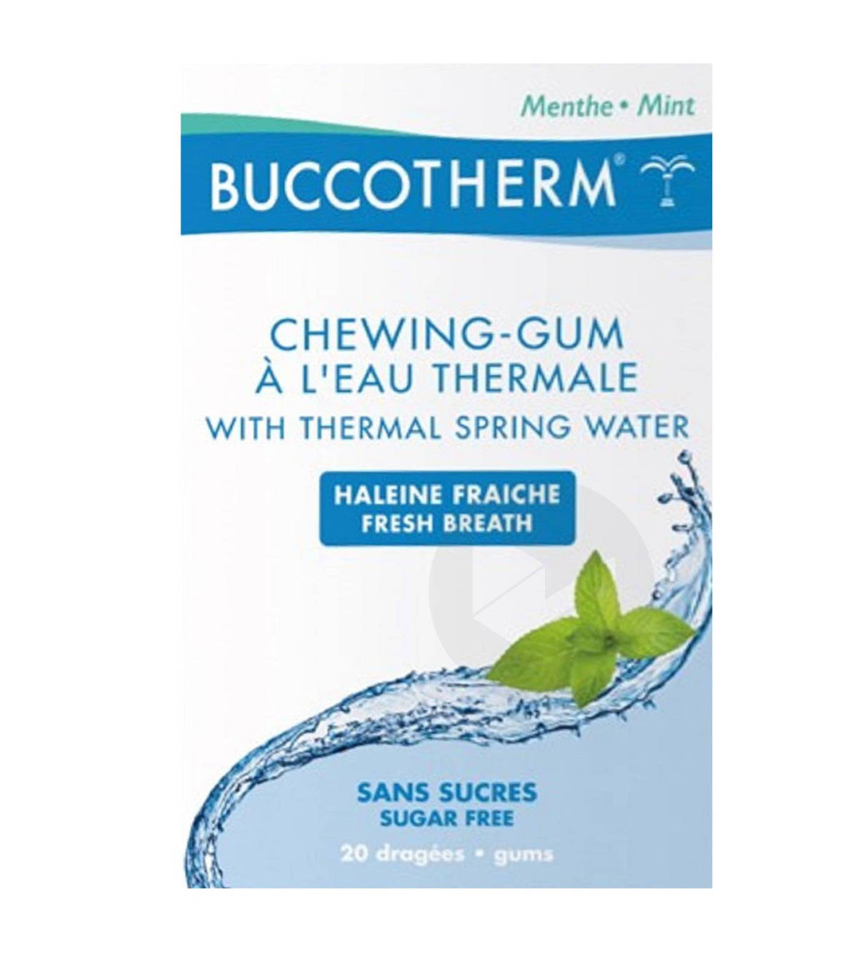 Chewing-gum à l'Eau Thermale sans sucres goût menthe fraiche 20 dragées