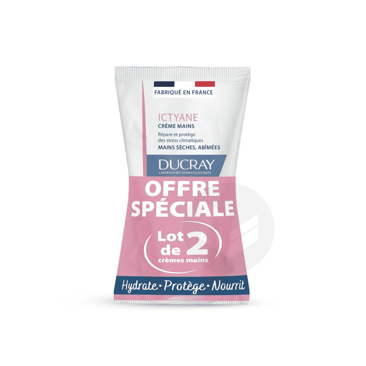 ICTYANE Crème Mains Hydratantes Mains Sèches et Abîmées 2x50ml