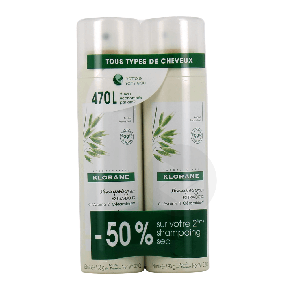 Shampoing sec à l'Avoine et Céramide 2x150ml
