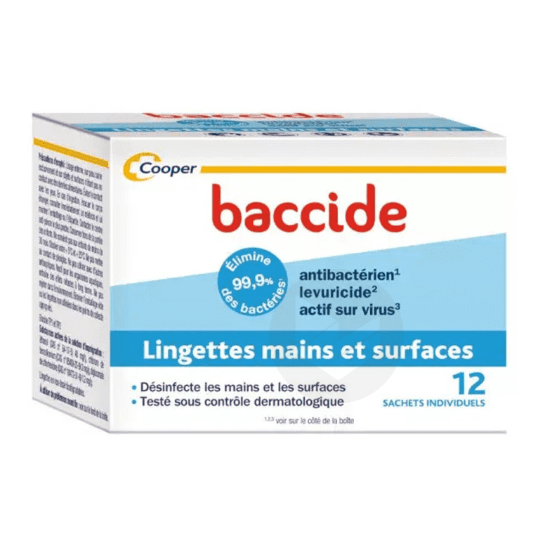 BACCIDE Lingettes désinfectantes mains et surfaces x12 sachets
