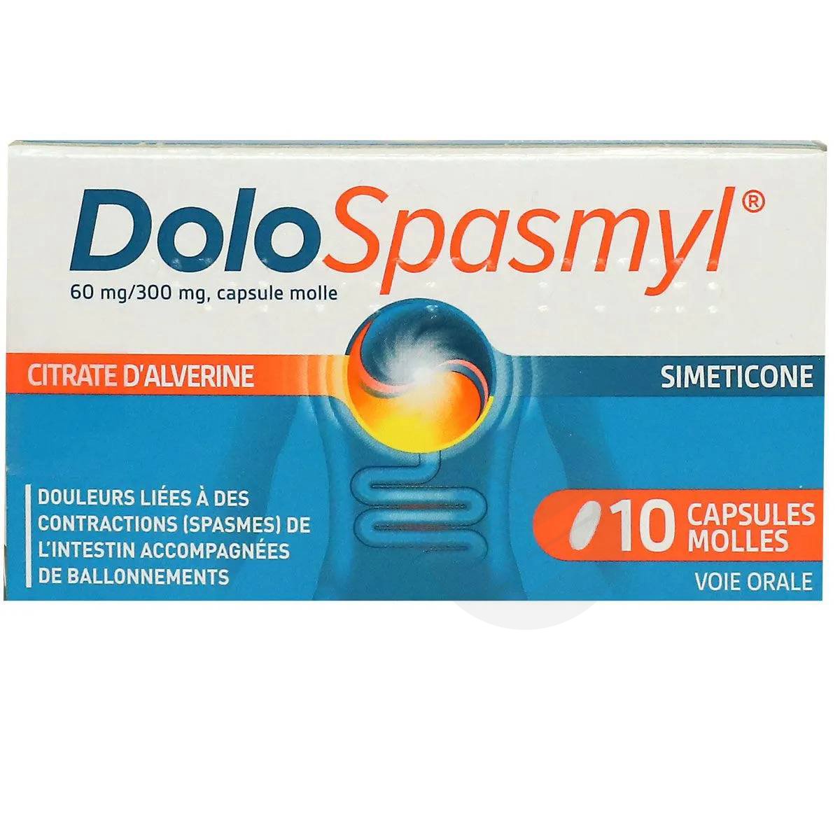 DOLOSPASMYL 60 mg/300 mg, 10 capsules molles