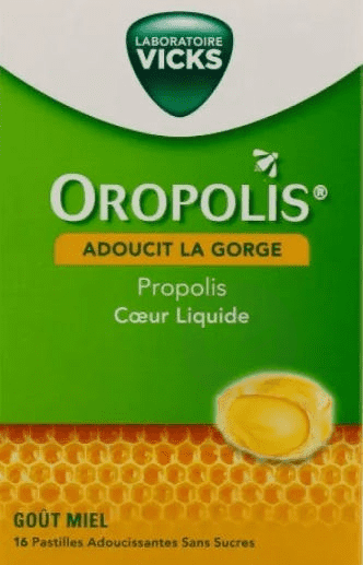 OROPOLIS Pastilles Coeur Liquide Propolis Goût Miel x16