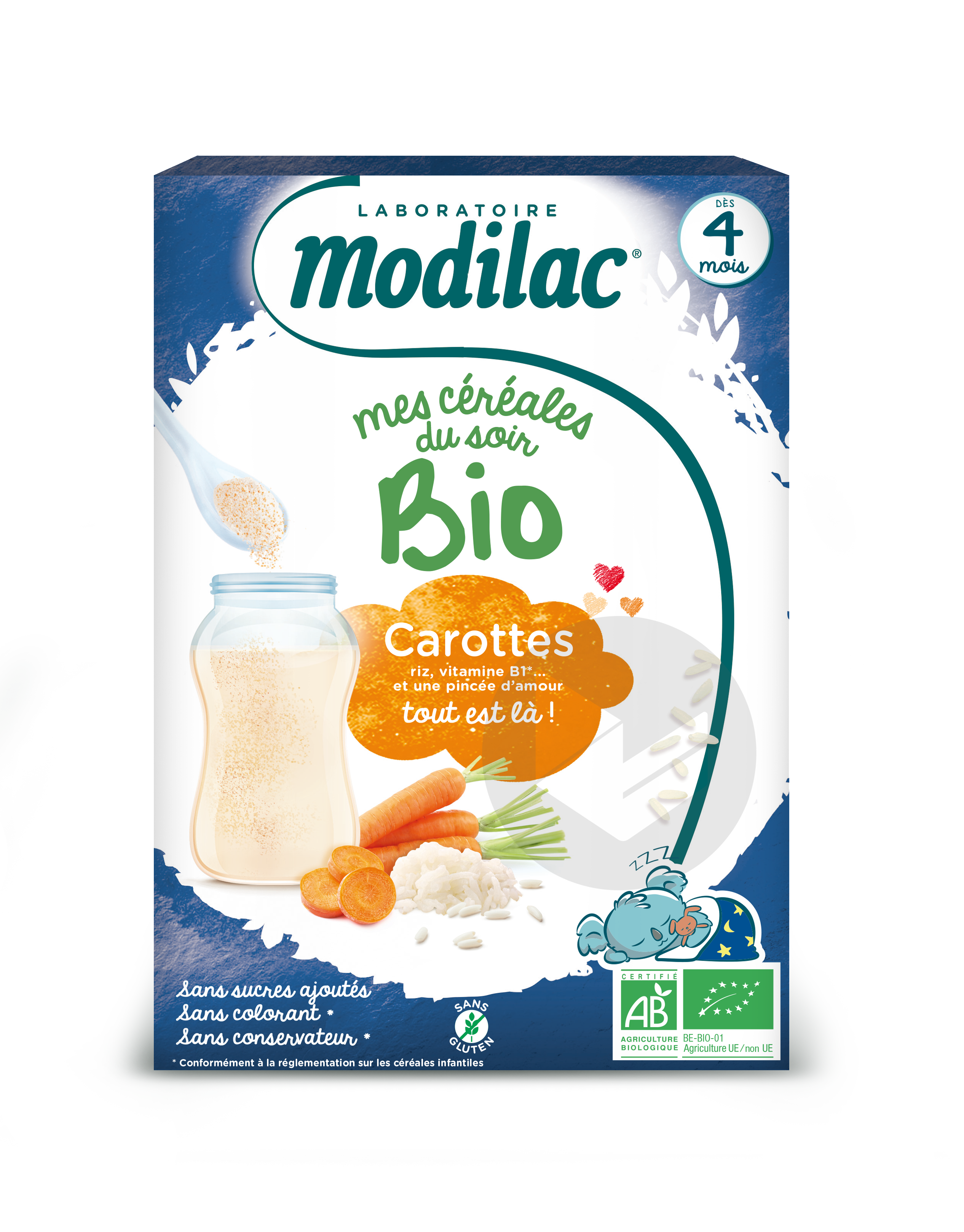 Modilac Mes Céréales du Soir Carotte Bio 250g Dès 4 mois