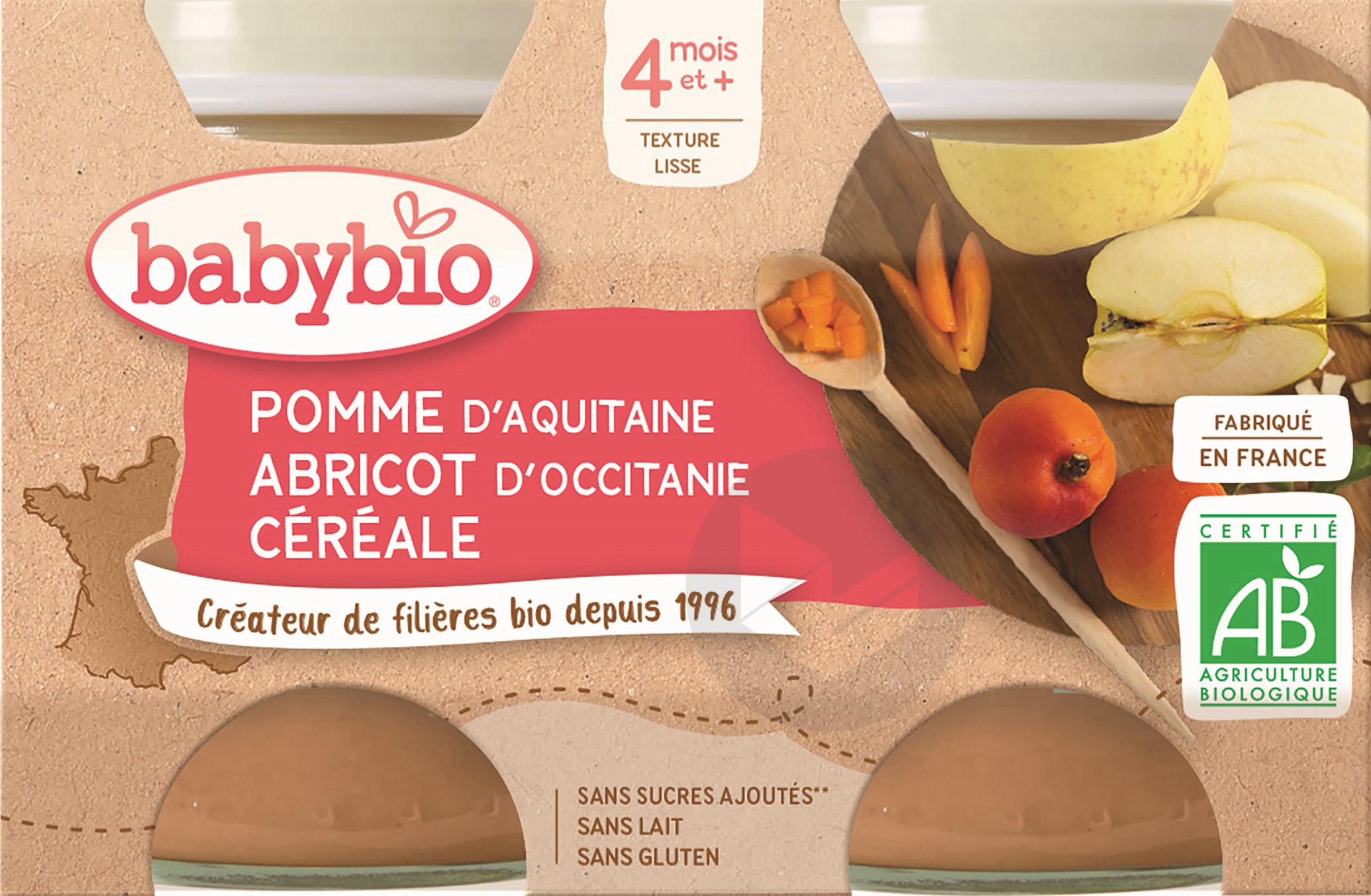 BABYBIO Pot Pomme Abricot Céréale