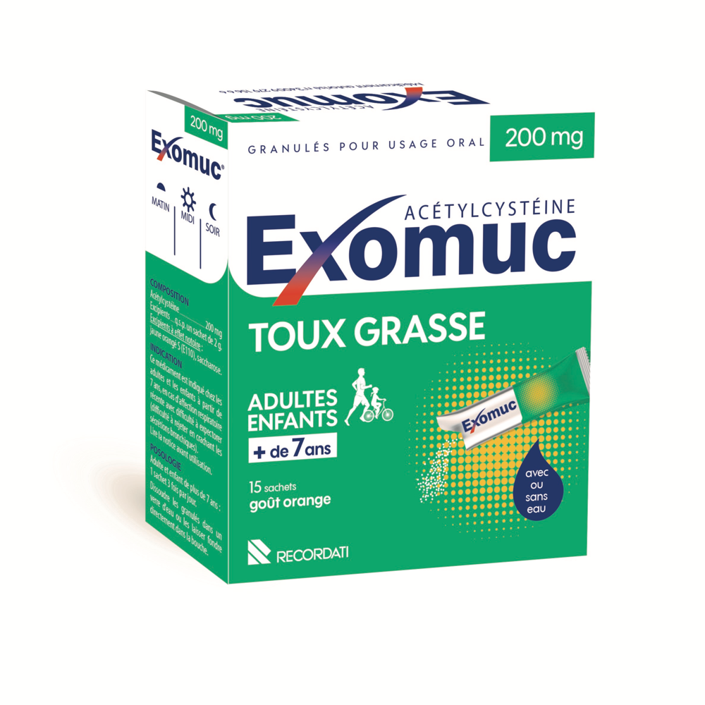 EXOMUC 200 mg granulés pour usage oral 15 sachets