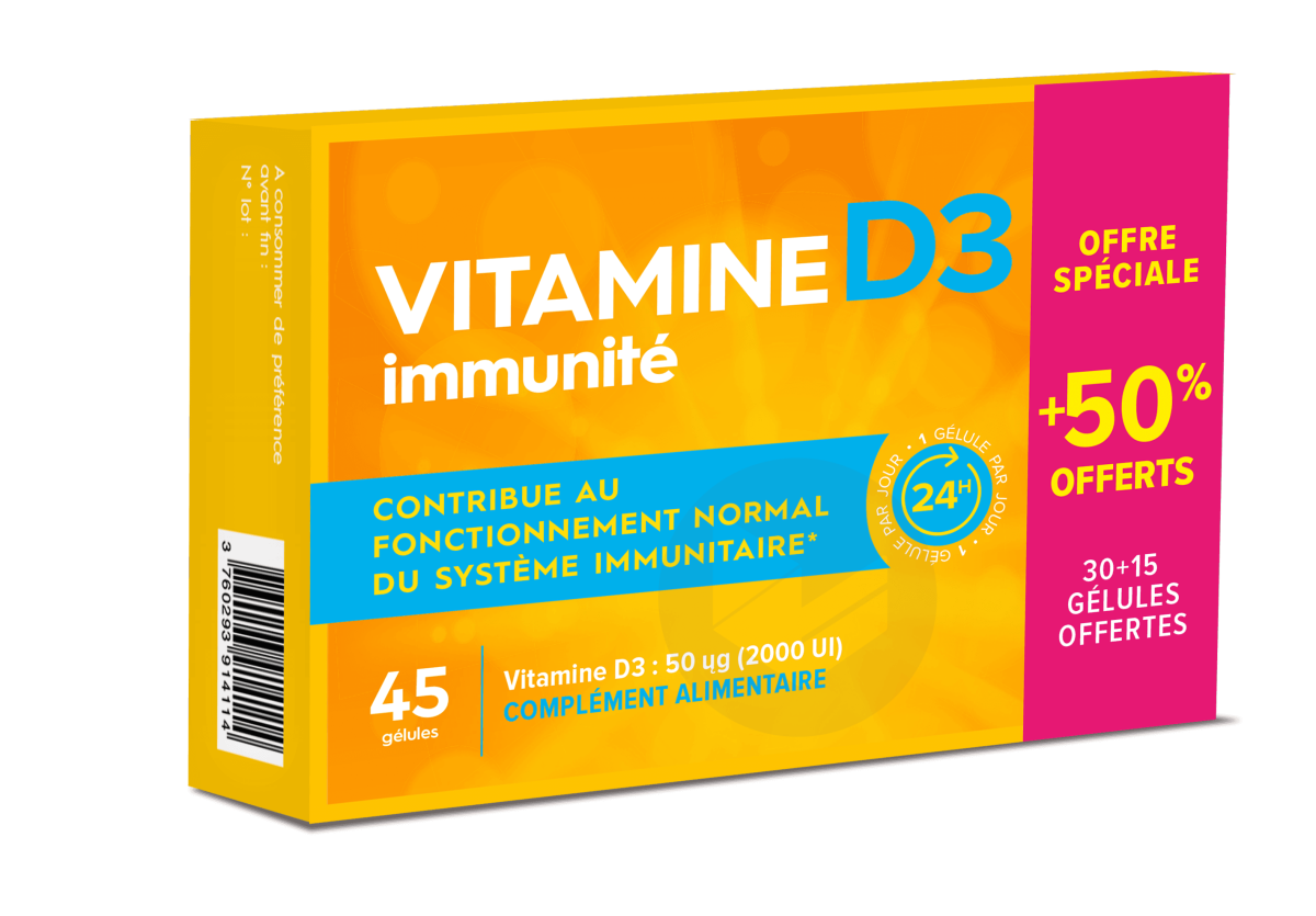 Vitamine D3 30+15 gélules
