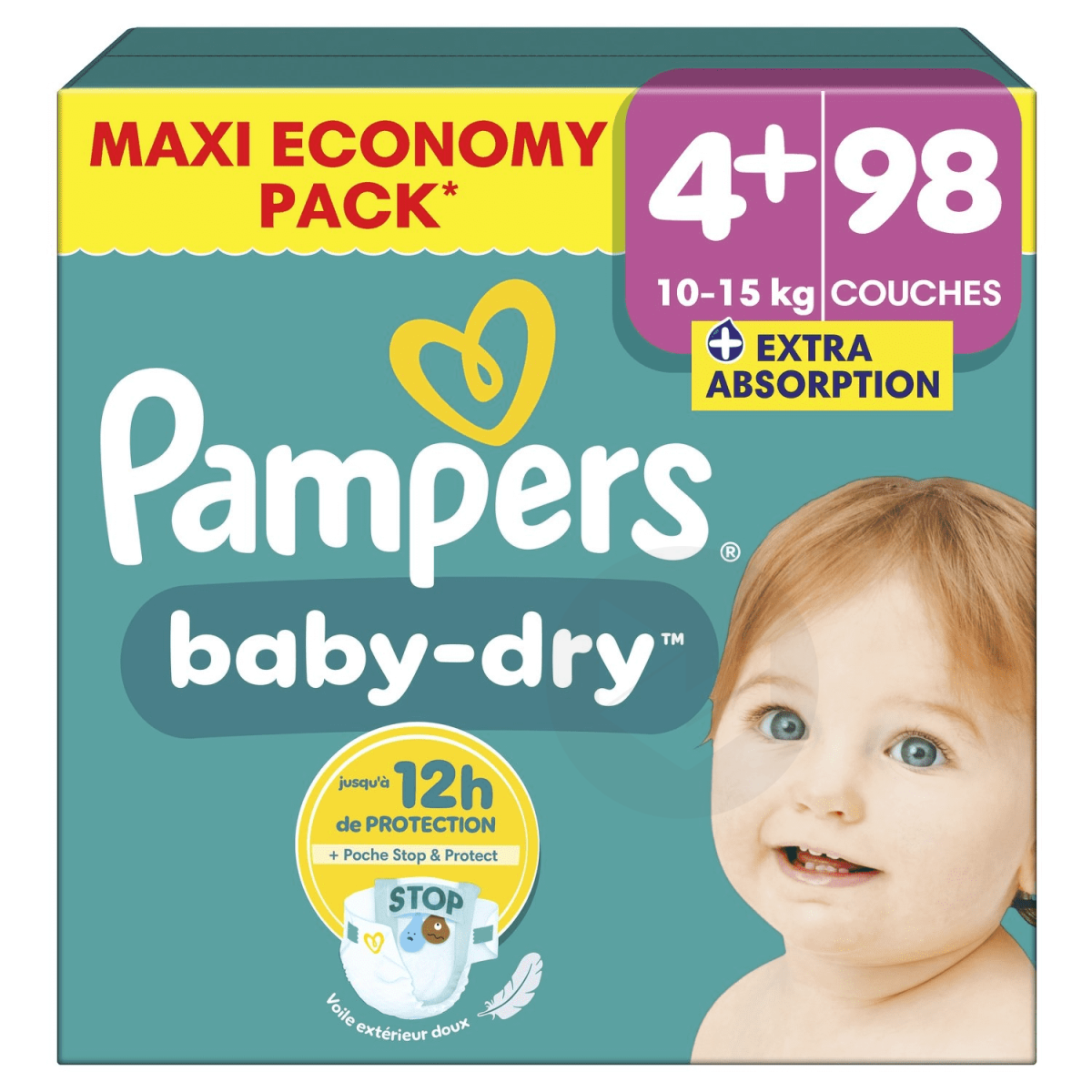 Couches Bébés Baby-Dry Taille 4+ : 10-15 kg x98
