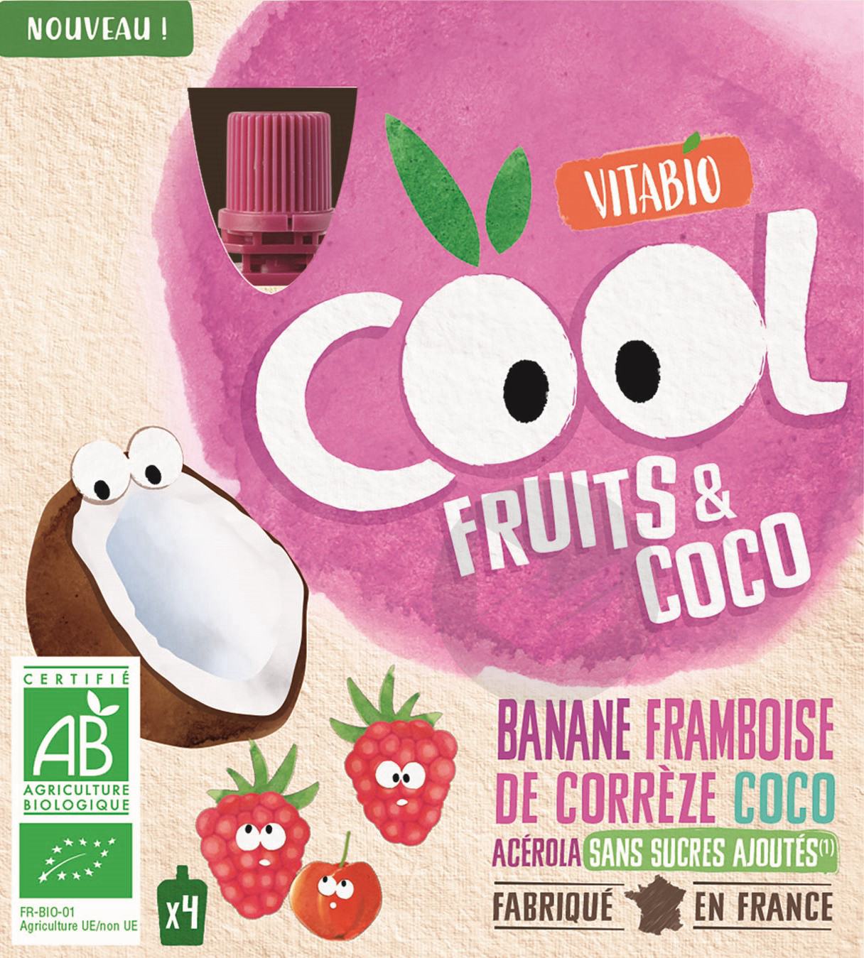Cool Fruits et Coco Banane Framboise Coco 4x85g