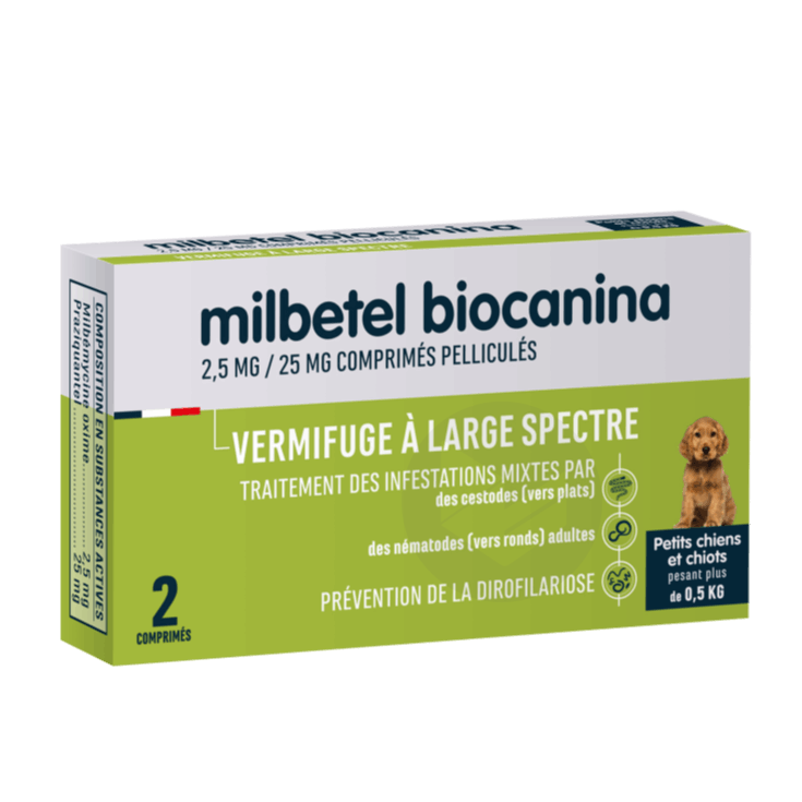 MILBETEL 2,5 MG/ 25 MG 2 COMPRIMES PELLICULES
