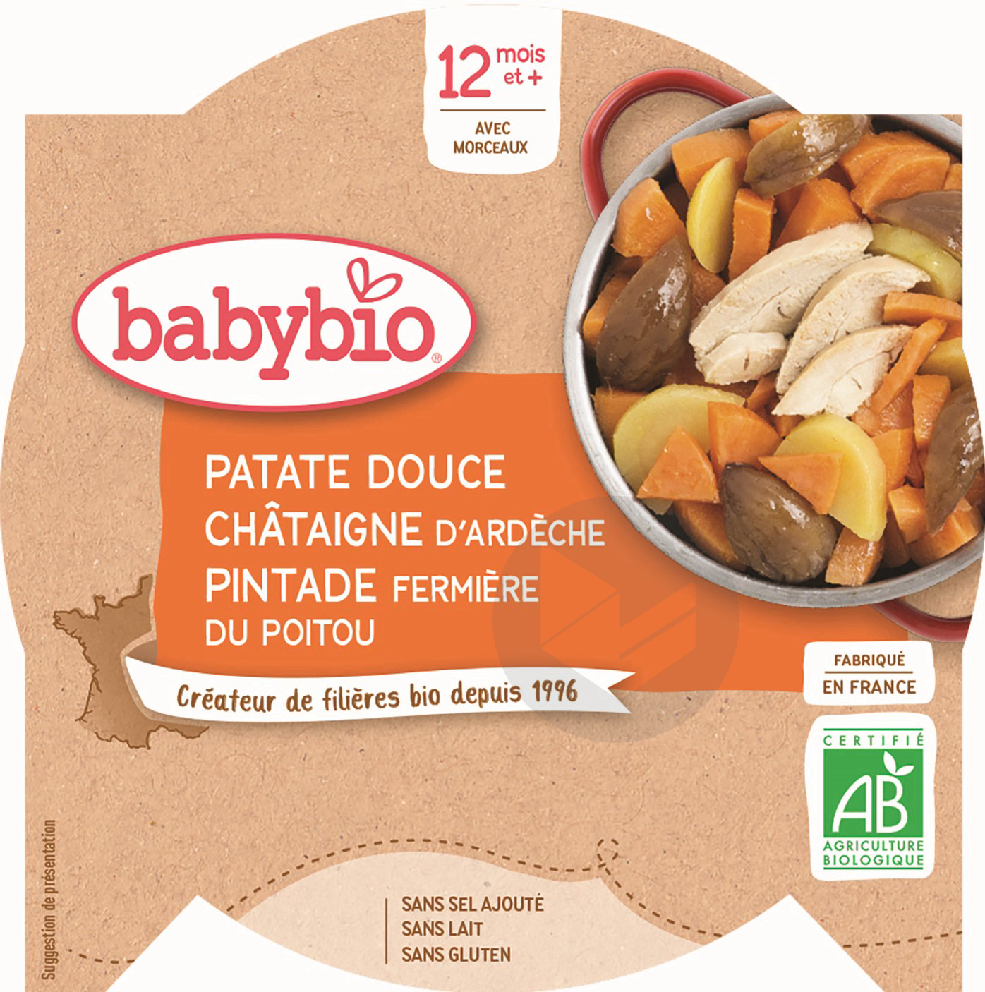 BABYBIO Assiette Patate douce Chataigne Pintade