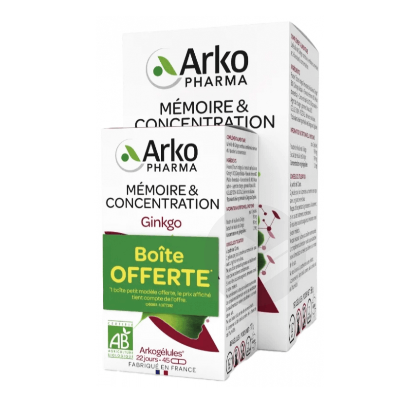 Arkogélules Ginkgo Bio 150 Gélules + 45 Gélules Offertes
