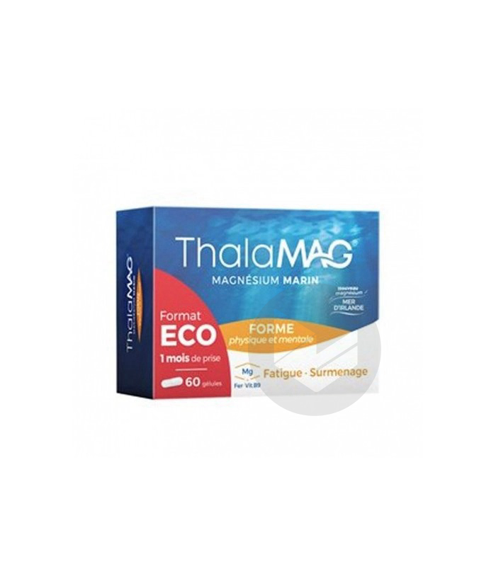 Thalamag Forme Physique Mentale Magnesium Marin Fer Vitamine B 9 60 Gelules