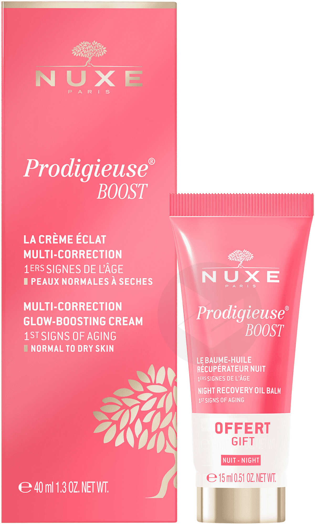 Prodigieuse Boost La Crème Éclat Multi-Correction 40ml + Mini Baume-Huile Réparateur Nuit 15ml