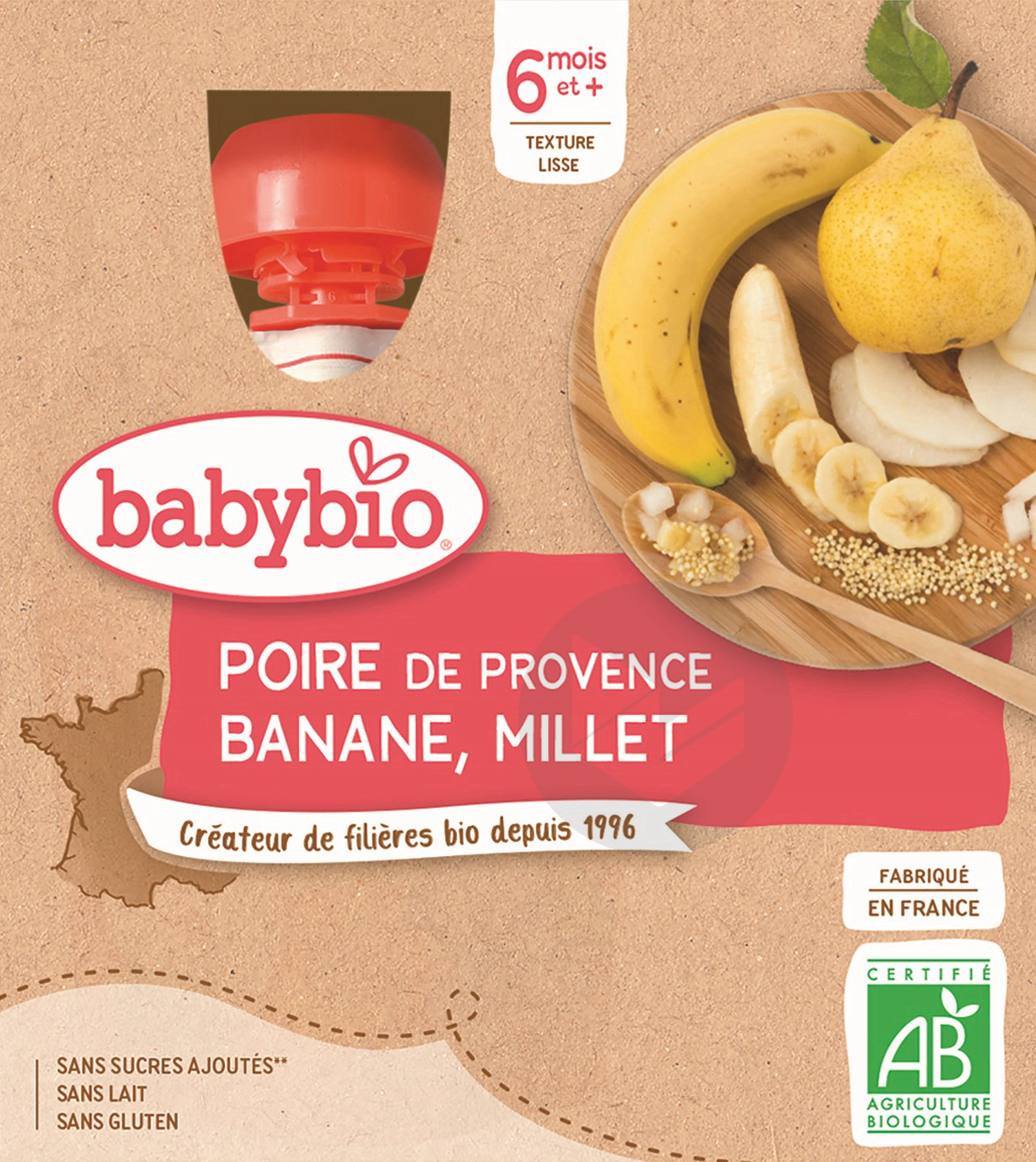 BABYBIO Gourde Poire Banane Millet