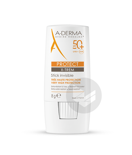 A-DERMA PROTECT XTREM Stick invisible SPF 50+ - Peaux fragiles au soleil - Zones localisées, dont cicatrices et tatouages - 8g