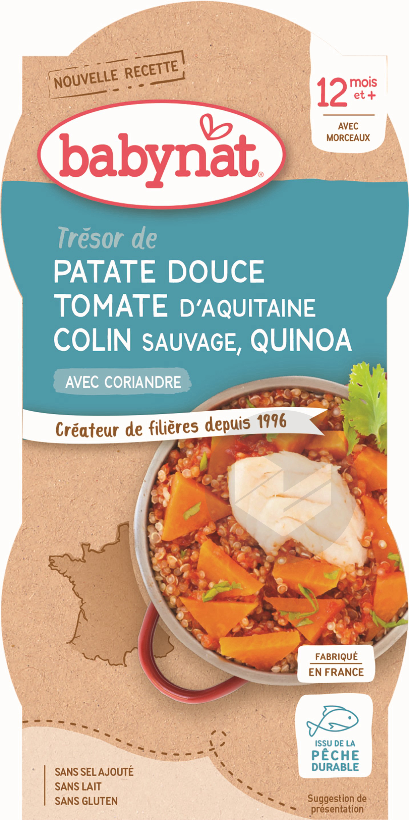 BABYNAT Bol Patate douce Tomate Colin Quinoa Coriandre