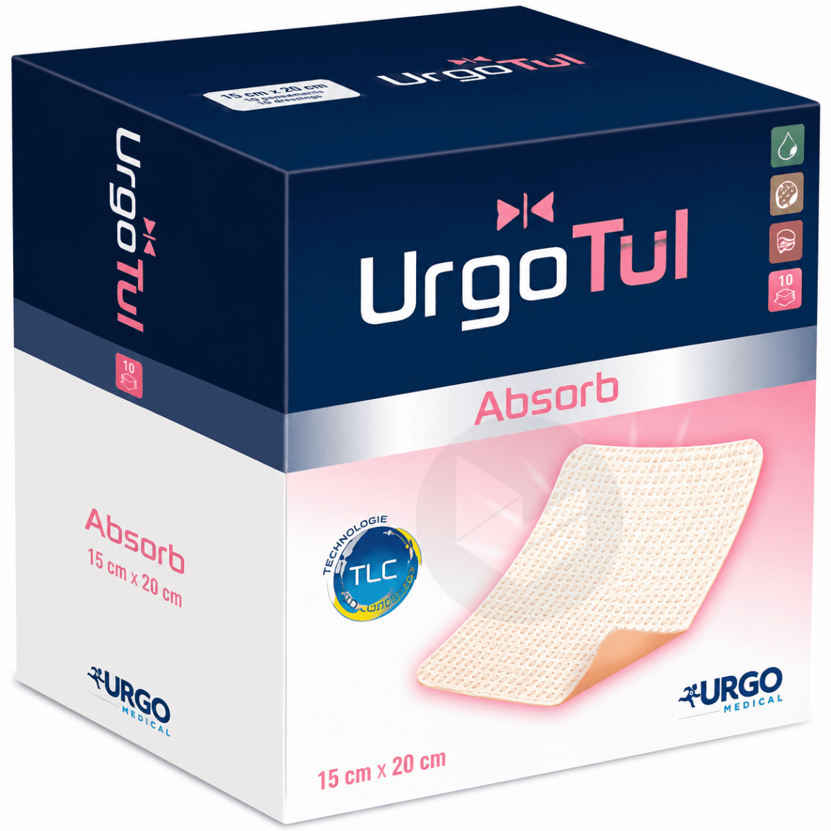 URGOTUL ABSORB Pansement hydrocellulaire lipido-colloïde 15×20cm x10
