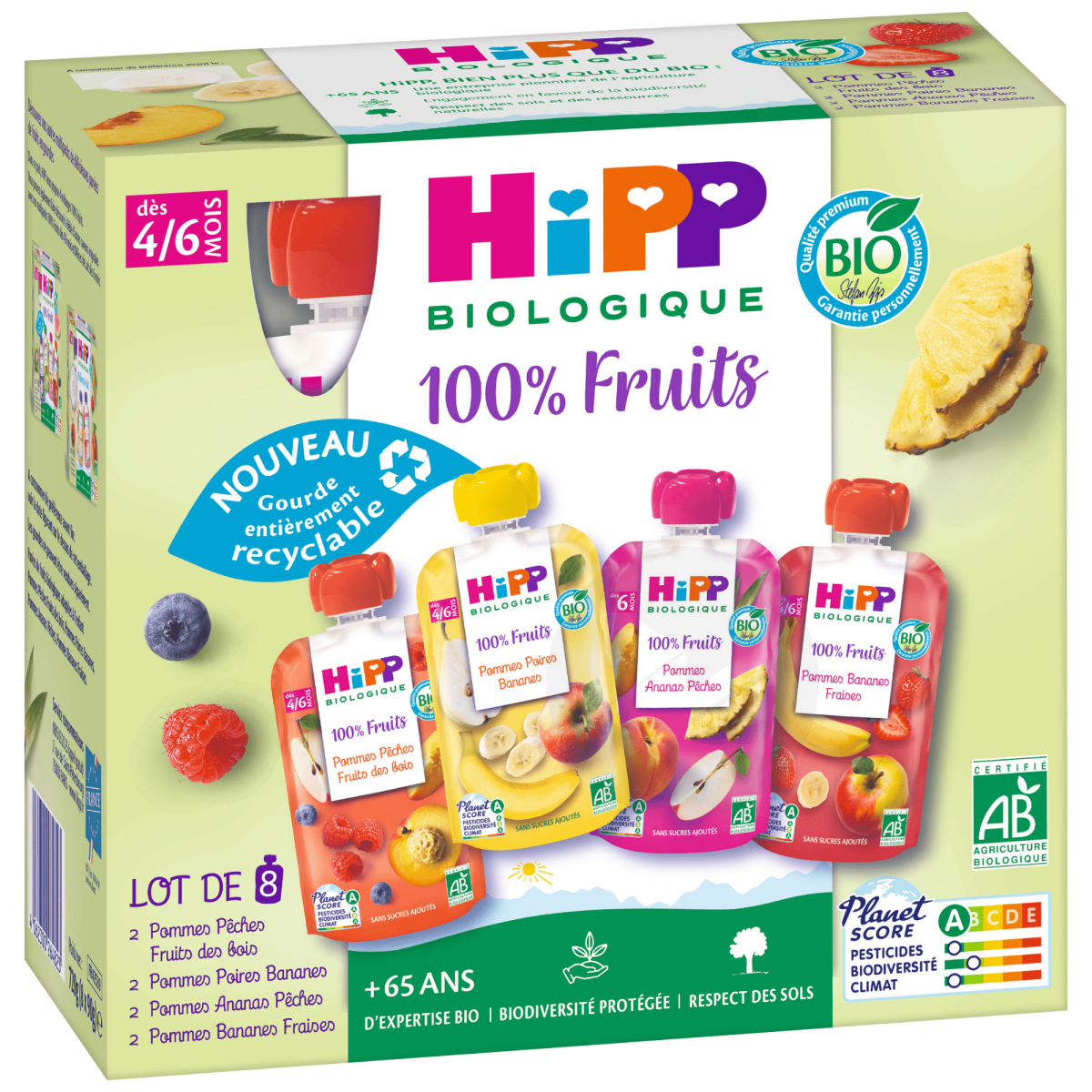 100% Fruits Multipack 4/6 mois 8x90 g