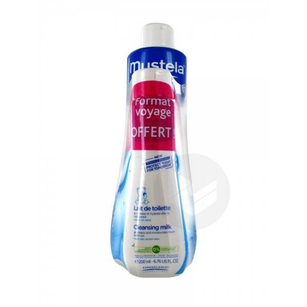 Lait de toilette bébé 750ml + format voyage 200ml offert
