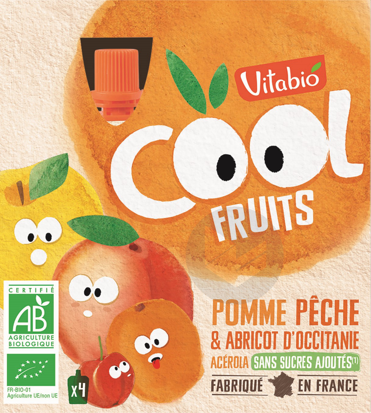 Cool Fruits Pomme Pêche Abricot 4x90g