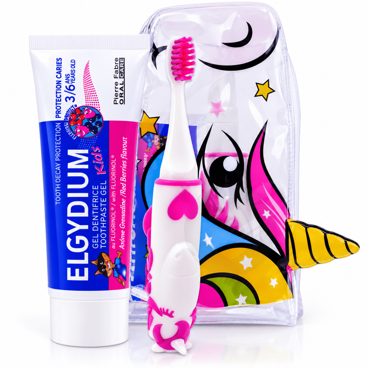 Elgydium Kids Trousse Licorne Dentifrice Grenadine 3-6 ans 50ml + Brosse à Dents