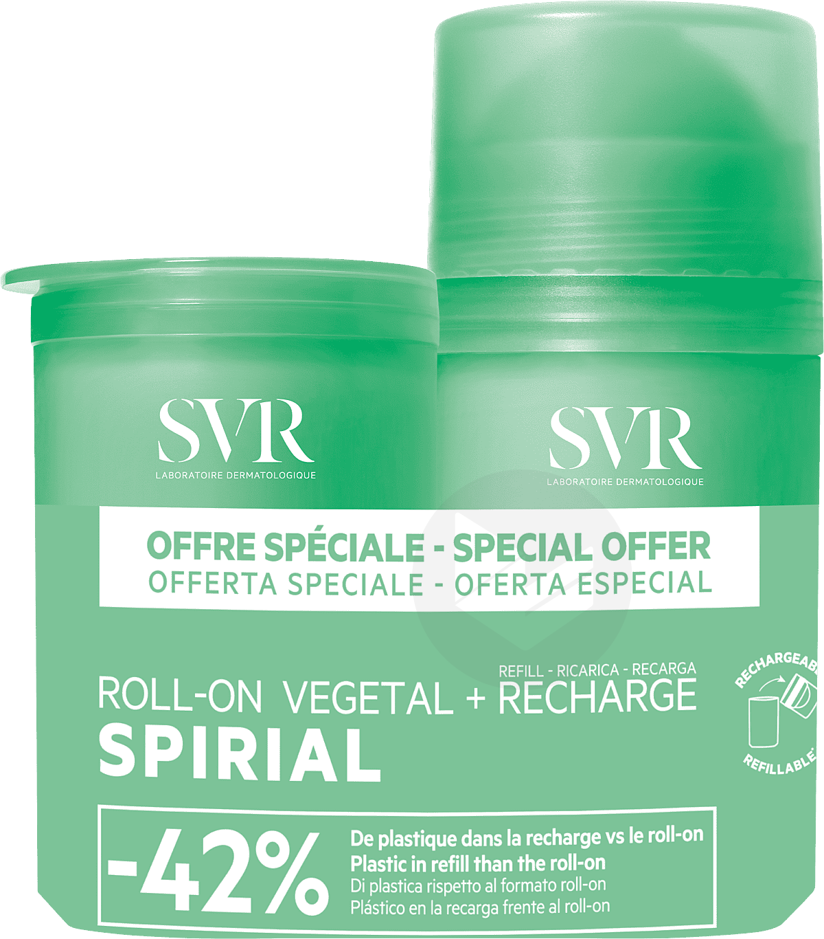 Spirial Roll'On Végétal 50ml + Recharge 50ml