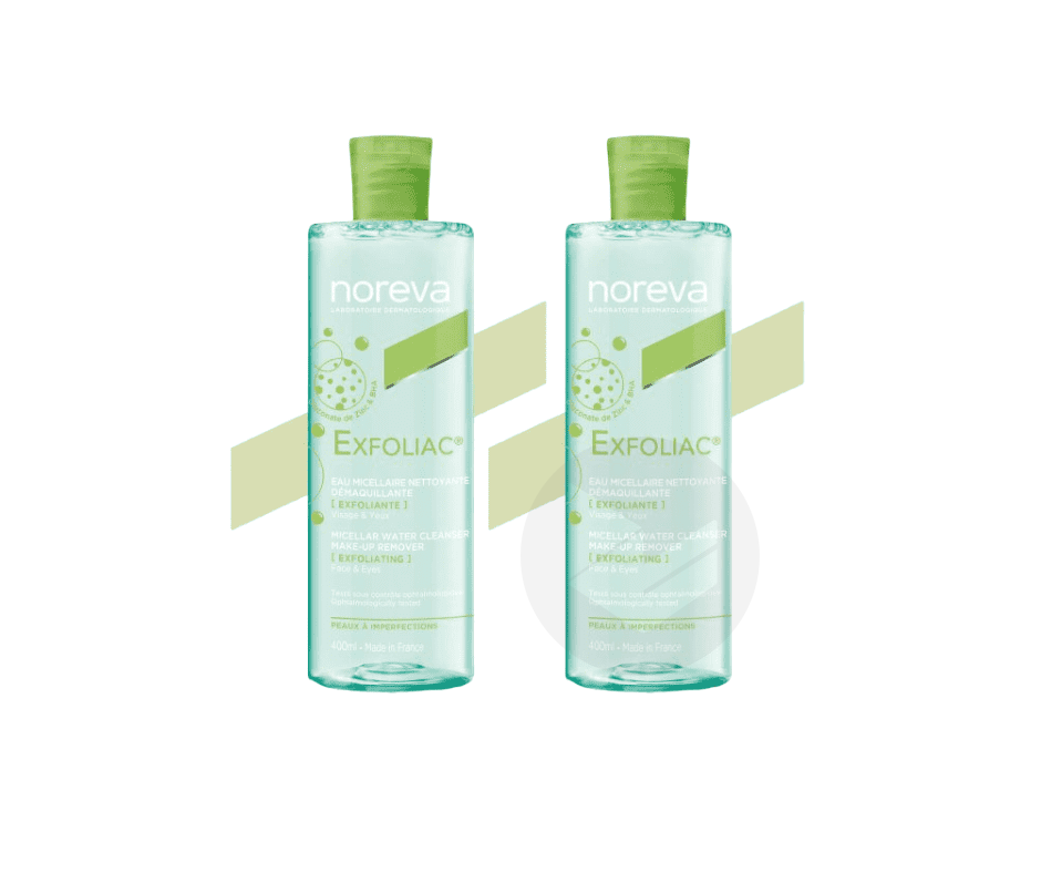 EXFOLIAC Eau micellaire nettoyante démaquillante exfoliante 2x400ml