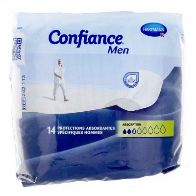 CONFIANCE MEN Protection anatomique absorption 3 Gouttes Sac/14