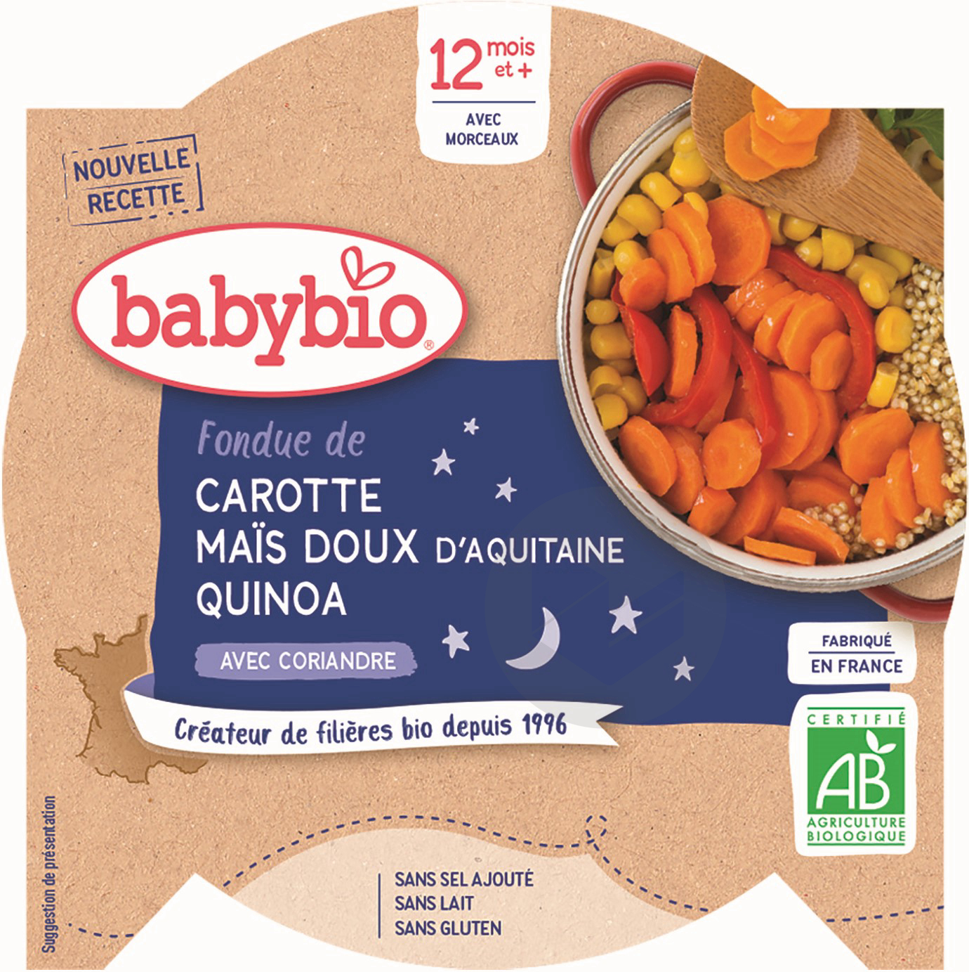 BABYBIO Assiette Bonne Nuit Légumes Quinoa