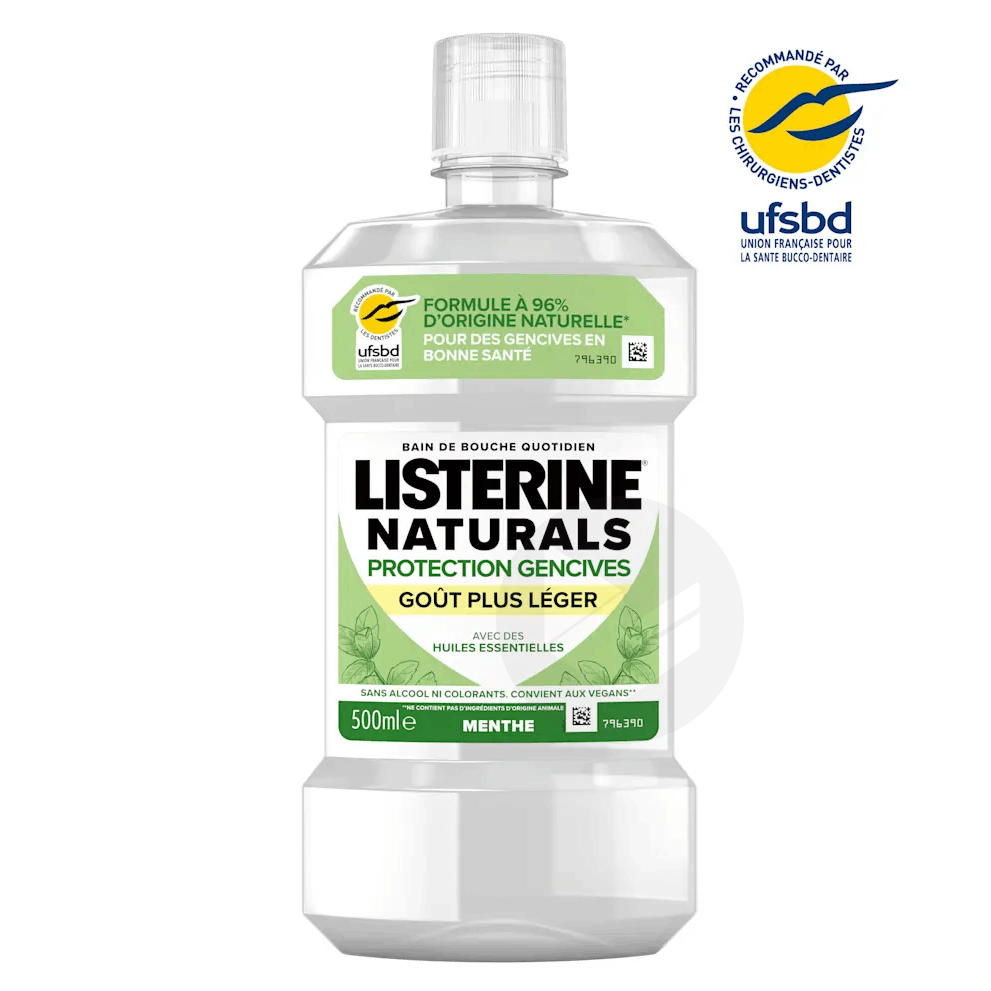 Bain de Bouche LISTERINE Naturals Protection Gencives Goût Plus Léger 500ml